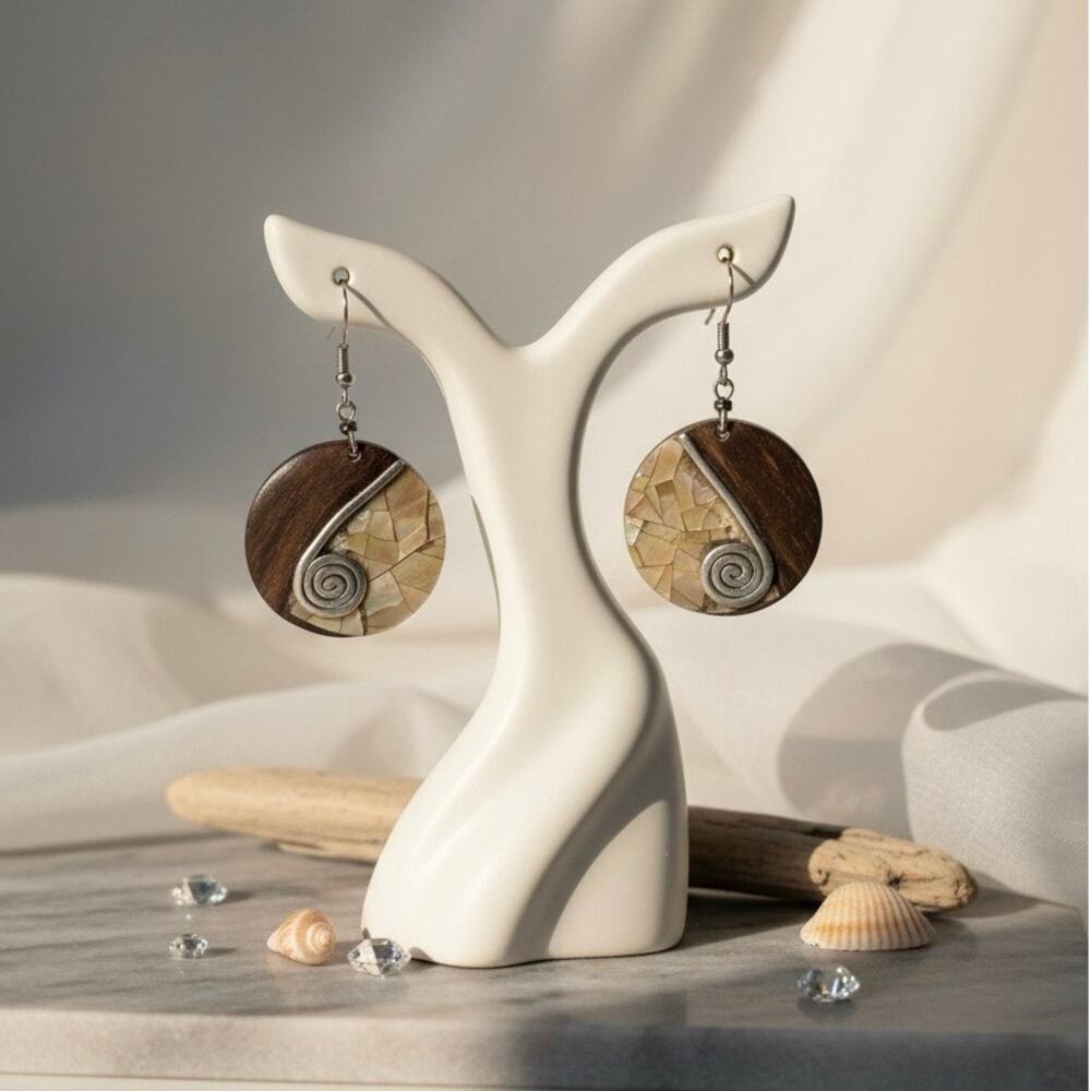 Wood & Abalone Earrings